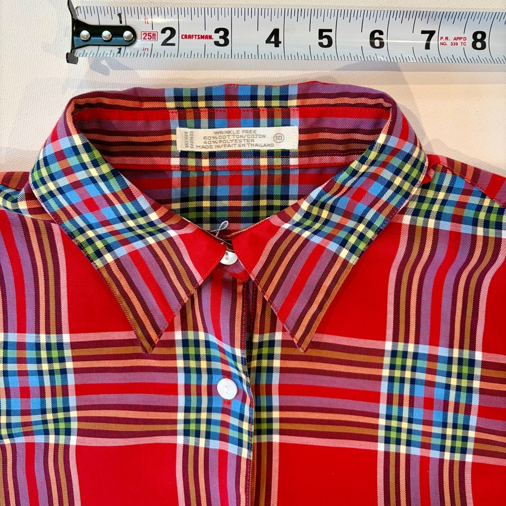 Foxcroft New Wrinkle Free Red and Blue Plaid Button Down Shirt Women’s Size 10 - Picture 8 of 10